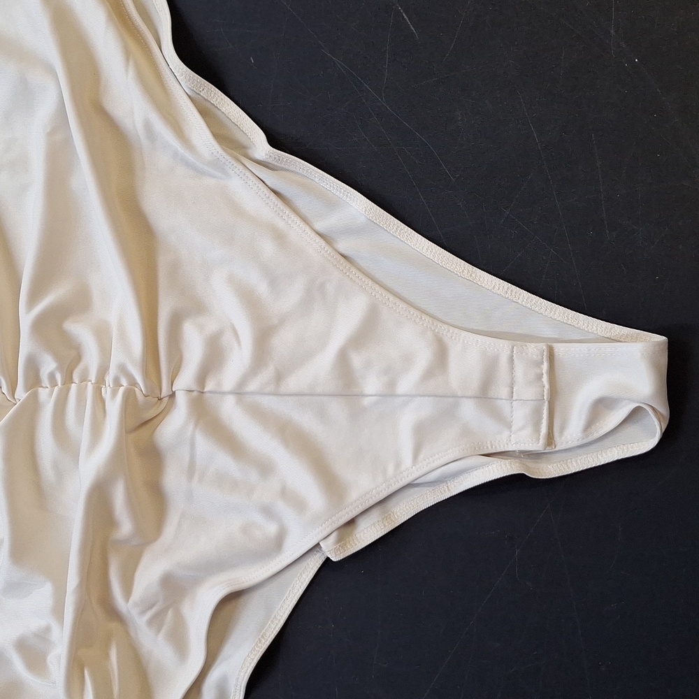 NEW! Long Sleeve Ruched Slim Fit Bodysuit, Cream - A New Day - Picture 5 of 9